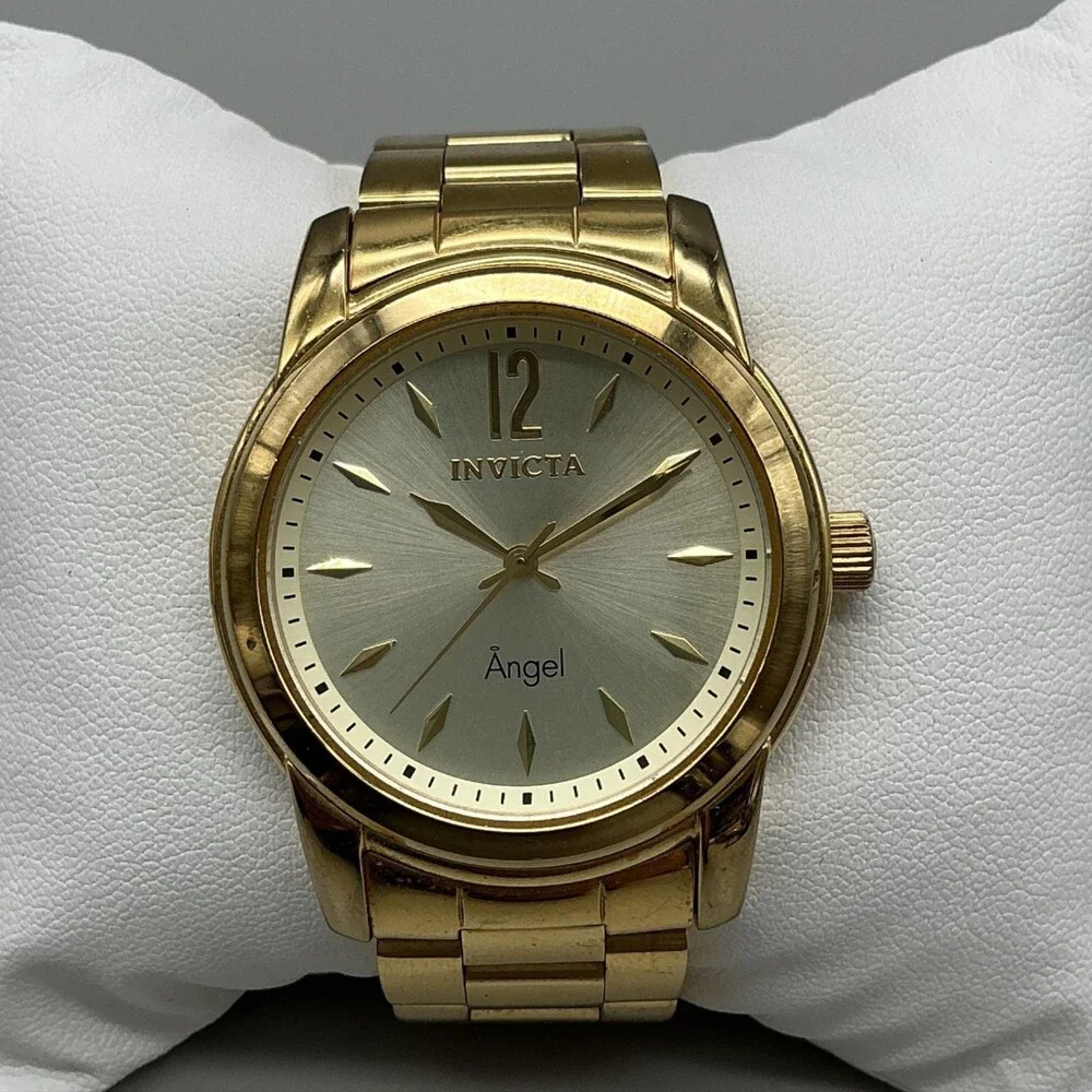 Invicta Angel 17420 Womens Watch 38mm Gold Tone Stainless Steel New Battery 6.5